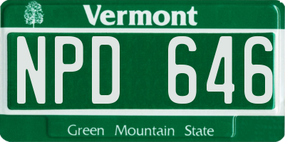VT license plate NPD646