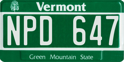 VT license plate NPD647
