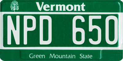 VT license plate NPD650