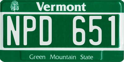 VT license plate NPD651