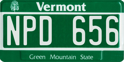VT license plate NPD656