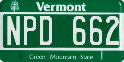 VT license plate NPD662