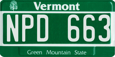 VT license plate NPD663