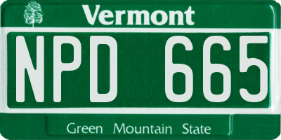 VT license plate NPD665