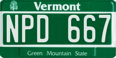 VT license plate NPD667