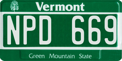VT license plate NPD669