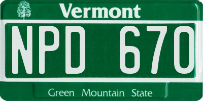 VT license plate NPD670