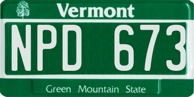 VT license plate NPD673