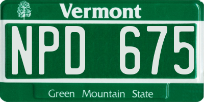 VT license plate NPD675