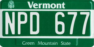 VT license plate NPD677