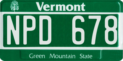 VT license plate NPD678
