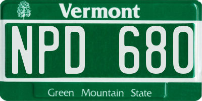 VT license plate NPD680