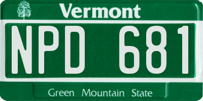 VT license plate NPD681