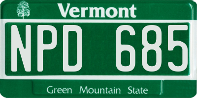 VT license plate NPD685