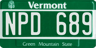 VT license plate NPD689
