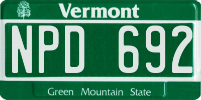 VT license plate NPD692