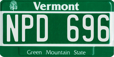 VT license plate NPD696