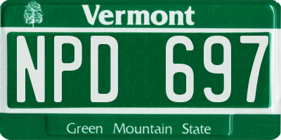 VT license plate NPD697
