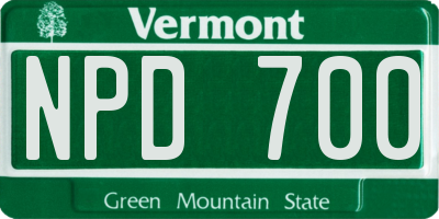 VT license plate NPD700