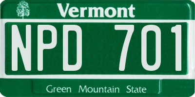 VT license plate NPD701