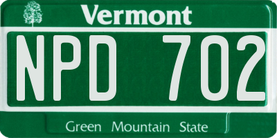 VT license plate NPD702