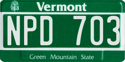 VT license plate NPD703