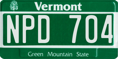 VT license plate NPD704