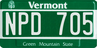 VT license plate NPD705