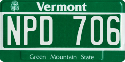 VT license plate NPD706