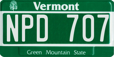 VT license plate NPD707