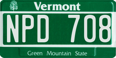 VT license plate NPD708