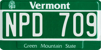 VT license plate NPD709