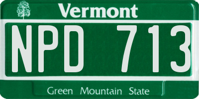 VT license plate NPD713