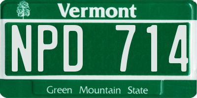 VT license plate NPD714