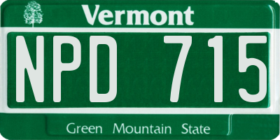 VT license plate NPD715