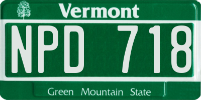 VT license plate NPD718