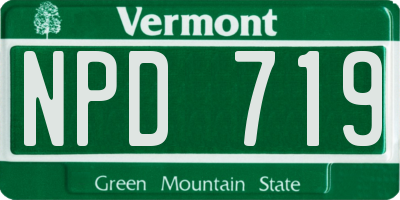 VT license plate NPD719