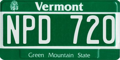 VT license plate NPD720