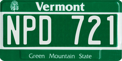 VT license plate NPD721