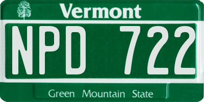 VT license plate NPD722