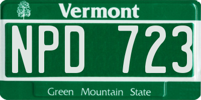 VT license plate NPD723