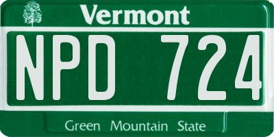 VT license plate NPD724