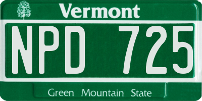 VT license plate NPD725