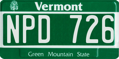 VT license plate NPD726