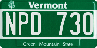 VT license plate NPD730