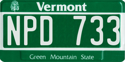 VT license plate NPD733