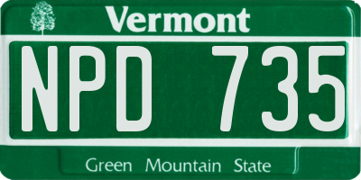 VT license plate NPD735