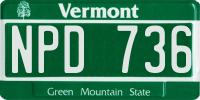 VT license plate NPD736