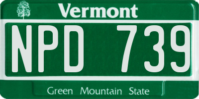 VT license plate NPD739