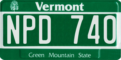 VT license plate NPD740